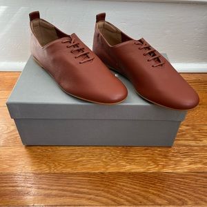Everlane Leather Lace-Up Flat NIB - Brown